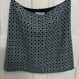 Nine West Geometric Blue and Gray Mini Skirt